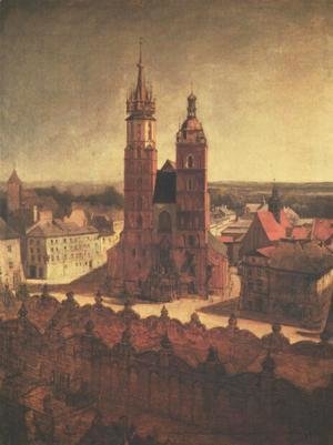Jan Matejko - View of the St. Mary's Church from the Town Hall Tower in Cracow