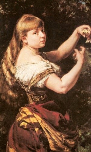 Jan Matejko - Portrait of the Artist's Daughter Beata with a Canary