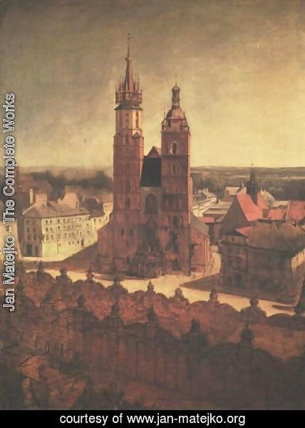 Jan Matejko - View of the St. Mary's Church from the Town Hall Tower in Cracow